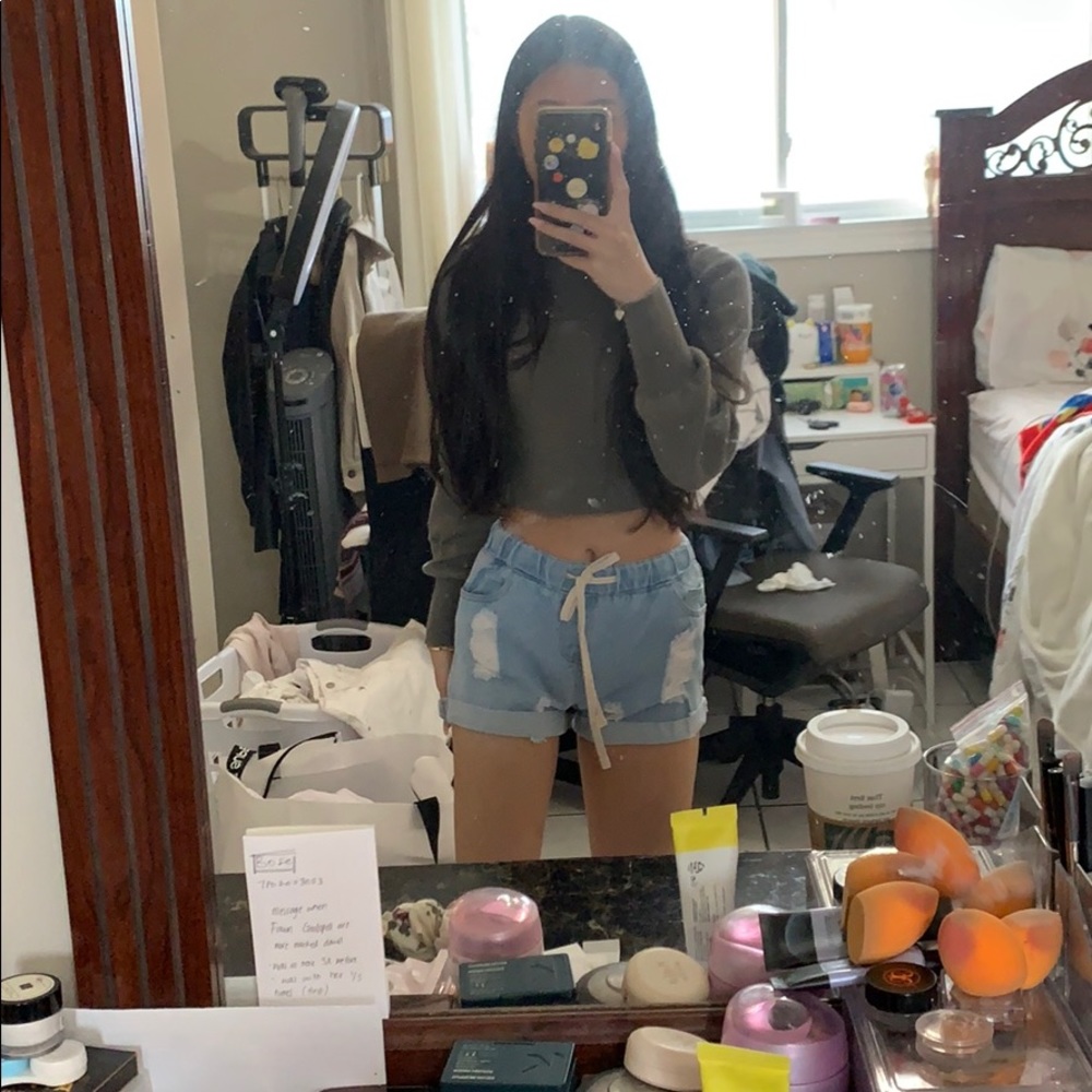 Drawstring denim shorts